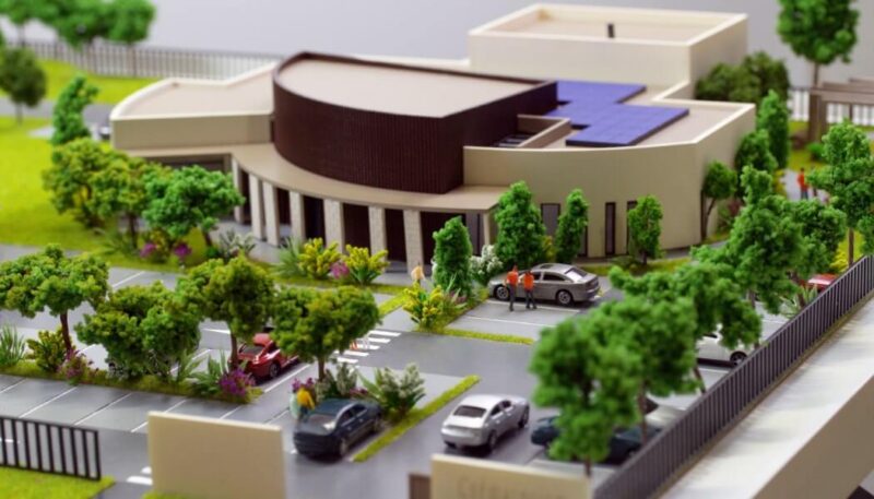 public building with solar panels