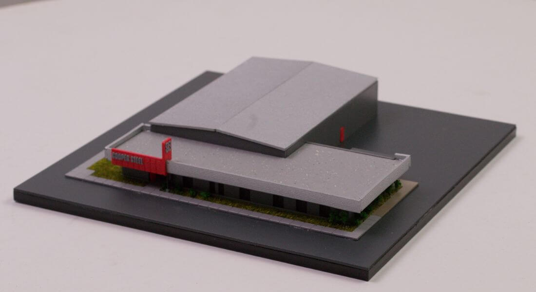 model of a modern industrial building