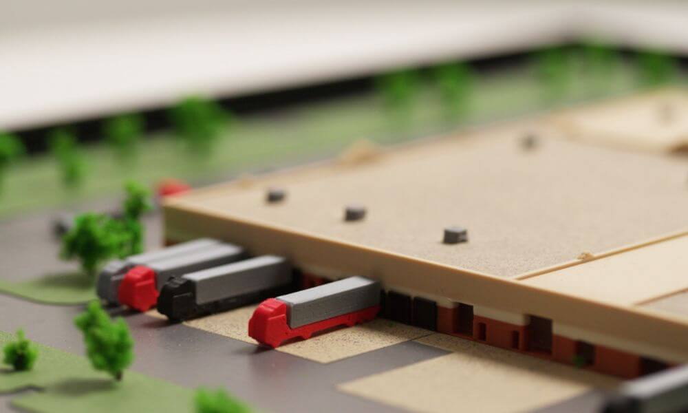 scale model of an logistic warehouse