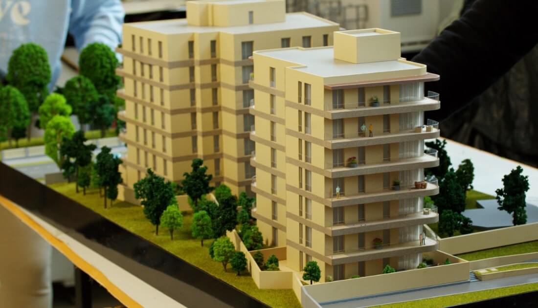 apartment buildings scale model