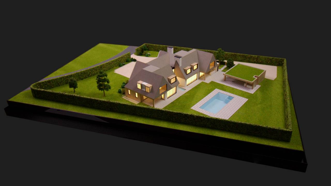 residential architectural model with landscape